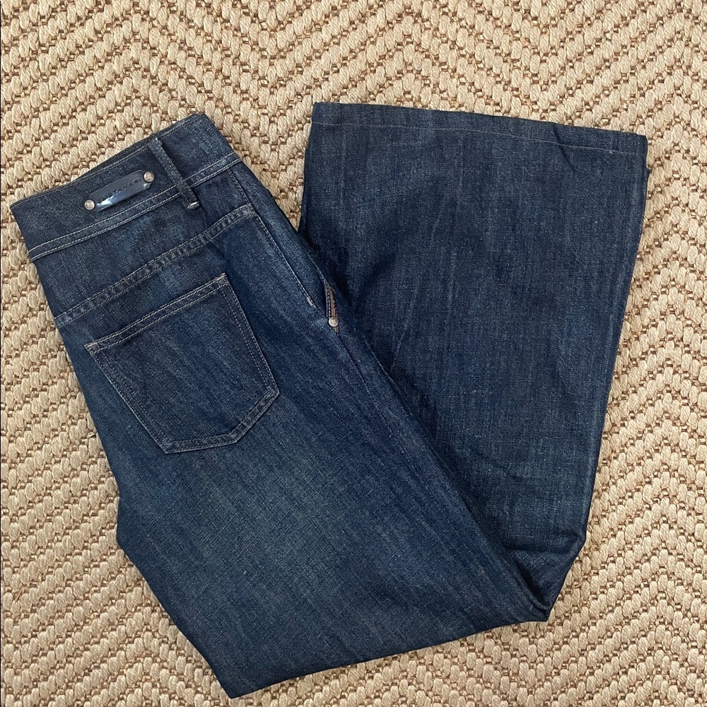 Elie Tahari - High Rise Wide Legged Straight Jeans - Blue  - 6